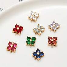 1 pieza/5 piezas Colgante de flor de trébol de cristal de circonia cúbica microincrusted, hecho a mano para hacer pulseras y joyas DIY, de aproximadamente 7,7 * 10 mm incluyendo el anillo, elegante kit de accesorios de colgante de cuentas portátil DIY