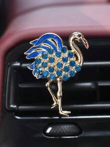 Luxury Alloy Rhinestone Flamingo Shaped Air Freshener Car Vent Clip Decor - Flamingo - View 14