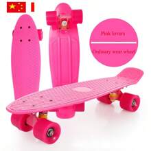 Skateboard Teenage Street Plastic Fish, Skateboard Banana de înaltă rezistență, unisex, cu 4 roți, cu lumini colorate