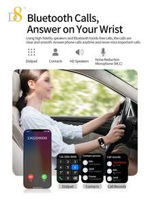 D8 男士/女士智能手表（接听/拨打电话），2024 HD 1.85 英寸智能手表健身活动追踪器，100 多种运动 IP67 防水，睡眠监测器/计步器/卡路里，适用于 Android IOS 的健身手表，适合作为周年纪念或生日礼物送给您所爱的人 - 粉色 - 查看 7