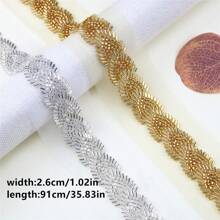 Perles Brodées En Dentelle Soluble Dans L'eau, 1 Mètre, Ruban De Dentelle, Perles De Verre, Accessoires Pour Vêtements, Bricolage