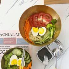 1pc/3pcs Stainless Steel Mixing Bowls Set With Measurement, Multi-Functional Kitchen Bowls For Salad, Fruit, Pasta, Easy To Clean, Holiday Theme, Outdoor, Brushed Gold Metal Surface, Round - Size 6.29 Inch, 7.48 Inch, 8.66 Inch,School Supplies