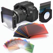 KnightX Cokin P 24 Colors Series With Square Filters Full Filters Grad Graduated Color For Canon Nikon Camera Dslr Holder Gradient Filter ND ND4 ND8 ND16 Neutral Density Grad Yellow Pink Brown Sunset 49mm-82mm For Photographers Videographers Landscape Shooting