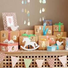 3Rolls Cute Cartoon Little Bear Gift Decoration Stickers,For Birthday B Aby Shower Party DIY Gift Packaging Decoration Label Stickers