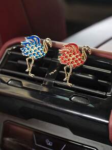 Luxury Alloy Rhinestone Flamingo Shaped Air Freshener Car Vent Clip Decor - Flamingo - View 11
