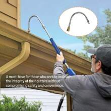 10/Set Pressure Washer Extension Rod, 1/4" Quick Connect Electric Washer Gun With 6 Nozzle Tips, 30°, 90°, 120° Gutter Cleaning Curved Rod, 4000 PSI For Roof Gutters, Facades
