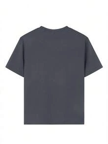 T-shirt col rond manches courtes avec imprimé graphique amusant, décontracté pour les préadolescentes, Top d'été - Gris foncé - Voir 5