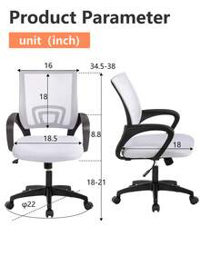 Ergonomic Office Chair Desk Chair Mesh Computer Chair Task Rolling Swivel Chair Upgraded Executive Swivel Computer Chair With Lumbar Support Modern Executive Adjustable Chair,White - trắng - Xem 2