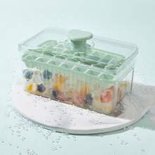 1pc Pressure Ice Cube Tray Mold With Lid, Ice Cube Maker With Ice Scoop For Home Use - Green - View 10