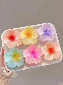 6/4/1 pièce Pince à cheveux à fleur en forme de cœur bouclée pour femmes et adolescentes, pince à cheveux hawaïenne pour cheveux épais de 7,5 cm, accessoire de cheveux de style doux, parfait pour le quotidien, les sorties, les dates, les fêtes et les mariages. Accessoires de cheveux de mode pour la plage, cadeau idéal pour les amies!
