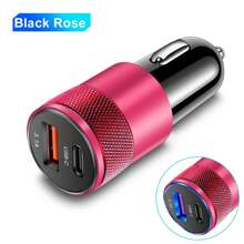 XJDR 1pc 3.1A Dual Port USB Car Charger With USB-A And USB-C Ports, Aluminum Alloy Metal Fast Charging Adapter