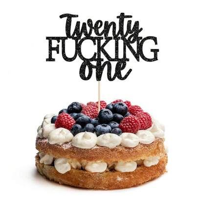 1 Peça Topo de Bolo de 21st Aniversário Preto Brilhante e Dourado, Decoração de Festa de 21st Aniversário, Itens de Decoração para Festa de 21st Aniversário Divertidos