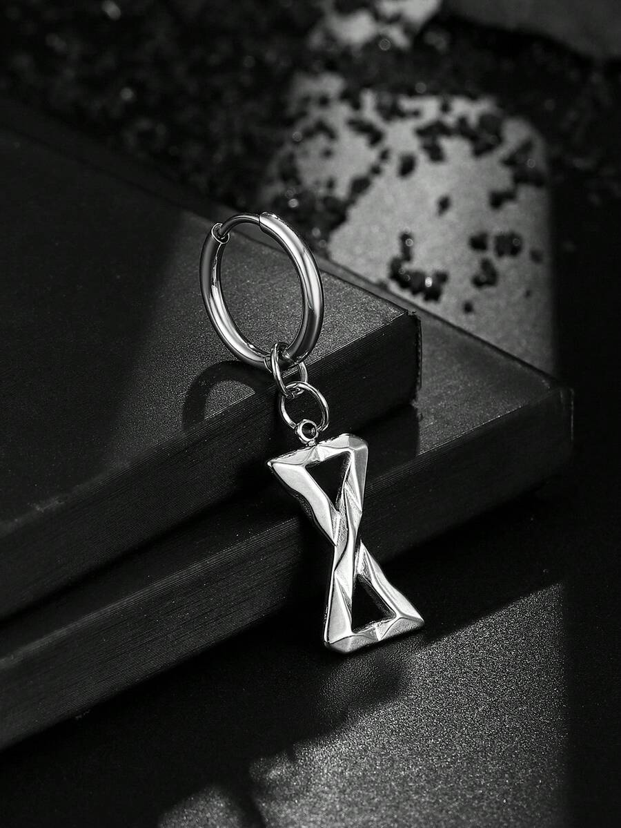 1pc Stainless Steel Infinite Symbol Pendant, Unique Earring For Men - Silver - View 1
