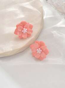 1 Paar minimalistischer, vielseitiger, übertriebener Kamelienblumen Ohrringe, elegante Blumen Perlen Ohrstecker für Frauen