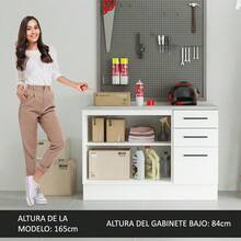 Madesa Under Garage Storage Cabinet With White Countertop - White - View 6