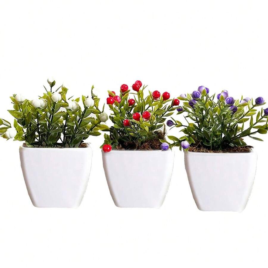 Decorative Vases Kit Small Vases With Artificial Plants Home Office Decoration - 球 - 查看 1