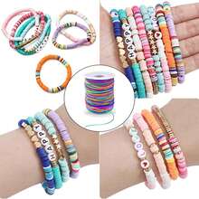 1 Roll 1mm(0.04 Inch) Rainbow Elastic Cord, Elastic Beading String, Used For Jewelry Making Bracelets, Beads, Rainbow Elastic Rope, Clay Beads, Jewelry, Necklaces, Sewing And Crafts [20M(65.6Ft)/50M(164Ft)] - Multicolor - View 10