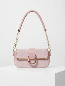 女士腋下包，高端简约优雅方形包，多功能单肩/斜挎包，2024年圣诞节冬季新款圣诞礼物 - 粉色 - 查看 1