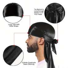 Men's & Women's Hair Care Kit - 2pcs 360 Degree Wave Brush - Silky Shine & Training, Curved Brush, Durag Cap Set, Durag Extra Long Tail