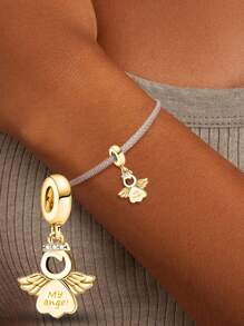 1PC 925 Sterling Silver Angel Bead Fit For Women Bracelets Bangles DIY Jewelry Making And Daily Outfit Matching Jewelry Decoration For Girls