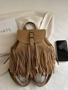 New Bohemian Style Niche Backpack, Fringed Commuter Backpack, Artistic Style Woman Bag, Retro Fashion - Multicolor - View 9