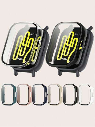 1 pieza Película de vidrio templado + Carcasa de PC compatible con Redmi Watch 5 Active Smartwatch, con protector de pantalla integrado, accesorios