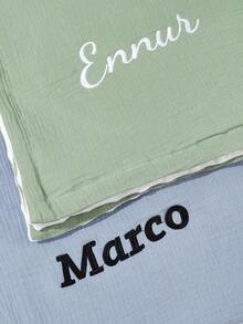 1pc Customizable Name Embroidered Baby Swaddle Blanket, Personalized Infant Stroller Blanket, Nursery Wrap, Baby Gift - Multicolor - View 4