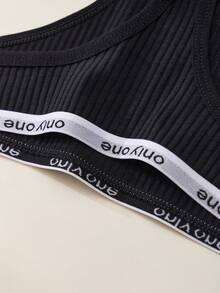 6pcs Low Rise Cotton Thong Letter Elastic Belt Soft Comfortable Stylish Panties Cute Sweet Sports Black Panties Ladies Sexy Lingerie Summer - Black - View 4