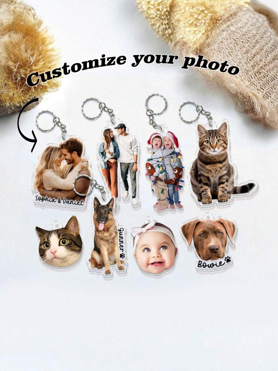 Personalized Photo Keychain, Custom Acrylic Charm, Dog Keychain, Pet Photo, Logo Printing Keychain, Family Photo Keychain, Dog Mom Gift,Home Harmony - Multicolor - View 1
