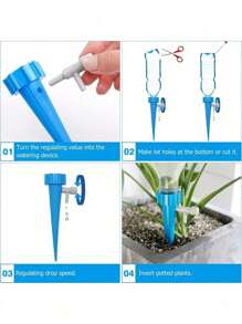 12pcs Self Watering Spikes: Automate Your Plant Watering With Adjustable Slow Release Control Valve Switch!Automatic Drippers For Vacation - Adjustable Control Valve - Ideal For House, Garden, And Office Plants