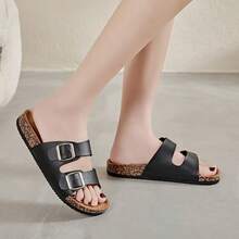 2025 Women Retro Open Toe Breathable Slide Sandals, Comfortable Non-Slip Summer Slippers - Black - View 5