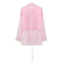 ZEVITY Sheer Mesh Patchwork Loose Fit Shirt