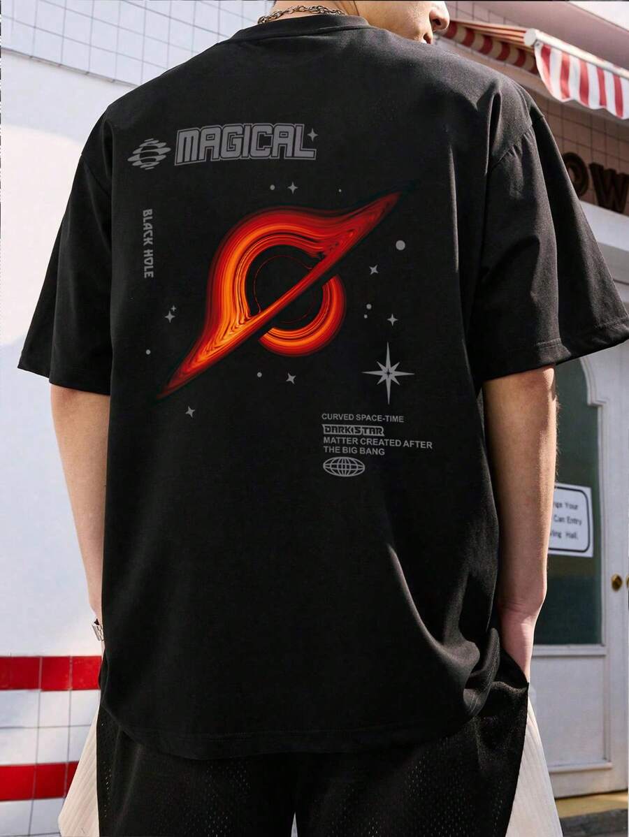 Men's Round Neck Short Sleeve Graphic Print Casual T-Shirt
