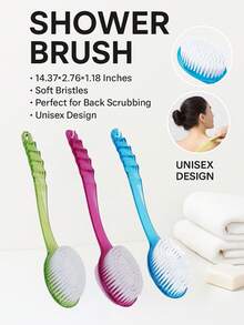 Long Handle Soft Bath Brush With Bath Sponge, Back Scrubber Exfoliating Towel For Showering, Easy Diy - Multicolor - View 4