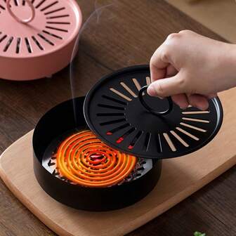 1 件装驱蚊香炉，铁制蚊香架 - 便携式家用驱蚊香炉盒，带盖和手柄