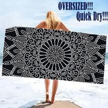 1 Oversized Bohemian Style Beach Towel, Ultra-Fine Fiber, Quick Drying Without Sand, Super Absorbent, Suitable For Travel, Yoga, Camping, Swimming, Bathroom, Living Room, Suitable For Bathroom Towels, Camping Equipment, Essential For The Beach - Multicolor - View 3