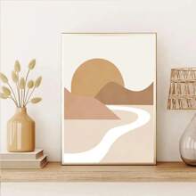 1pc/3PCS Wall Arts Posters Modern Beige Brown Abstract Sun Poster Bohemian Palm Leaf Canvas Printing Daisy Wall Art Painting Modern Poster Wall Painting Bedroom Decoration, Frameless/With Frame ,Wall Art With Frame