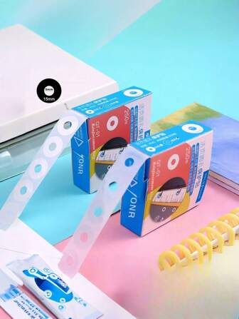 1box Reinforcement Labels, Self-Adhesive Reinforcement Ring Labels For Repairing And Strengthening Punched Holes+Book Binder Rings,Office Loose Leaf Ring(Random Color And Style)