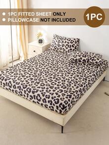 1pc Leopard Print Fitted Sheet, Bedding, Fitted Sheet, Mattress Cover, Soft & Comfortable Bedroom Mattress Protector, Fitted Sheet Only, Machine Washable - Multicolor - View 3