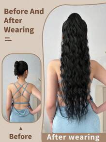 1pc Fashionable Ponytail Hair Extension, 26-28 Inch Long Water Wave Heat Resistant Synthetic Hairpiece, Suitable For Women And Girls For Party And Daily Use Hair Claws Claw Clips Hair Clips Hair Jaw Clip Hair Clamps Hair Clutch Hair Catcher Clip