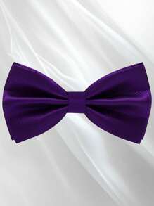 Men's Solid Color Elegant Jacquard Bow Tie, Pre-Tied Double Layer Solid Color Bowtie, Satin Formal Tuxedo Bowknot, Adjustable, Suitable For Groomsmen, Wedding, Party, Formal Events, Holiday Gift