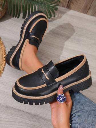 新款平底乐福鞋，时尚百搭女士休闲平底鞋，四季女士乐福鞋，户外工作鞋，纯色女鞋