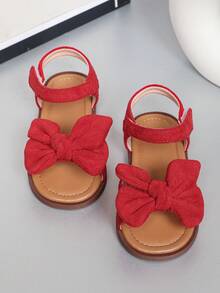 حذاء صندل دائري جانبي مغلق للرضع/أطفال الصغار ، مزين بفيونكة ، كلاسيكي أنيق ومريح ، مناسب للأطفال البنات ، مزود بسير مطاطي سهل الارتداء والخلع ، مناسب لفصول الربيع والصيف والخريف والشتاء