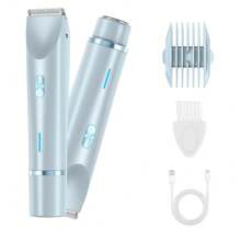 Barbeador Elétrico Feminino 2 em 1, Removedor de Pelos Faciais, Barbeador Corporal Feminino, Barbeadores Elétricos Recarregáveis, IPX7 À Prova d'Água para Uso Molhado e Seco, Aparador de Maiô Bikini para Mulheres, Barbeadores Elétricos Indolores, Barbear Suave, Aparador de Cabelo para Rosto, Lábios, Queixo, Axilas, Braços, Pernas, Mãos, Presente Ideal para Mulheres e Meninas, Barbeador Facial, Depilação, Para o Verão, Cuidados com a Pele, Aparador de Pelos Corporais