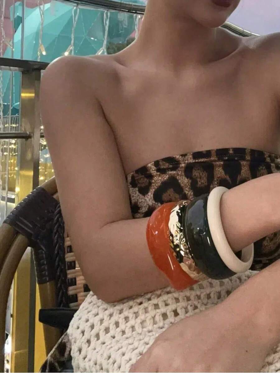 1 件新款手饰时尚饰品树脂手链不对称夸张女士手饰适合日常聚会旅行婚礼佩戴 - 彩色 - 查看 1