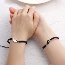 2 أساور محبوكة يدوية للأزواج بشكل السمكة المتداخلة ياي ياج وباغوا