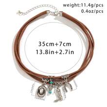 1pc Cactus & Cowgirl Boot Charm Western Style Multi-Layer Necklace For Women