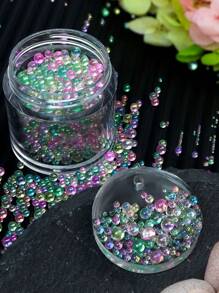1 pièce de remplissage en résine époxy avec perles de verre aurore, mini perles à bulles de tailles mélangées pour le remplissage de moule en silicone, fournitures artisanales DIY, fournitures pour la fabrication de bijoux