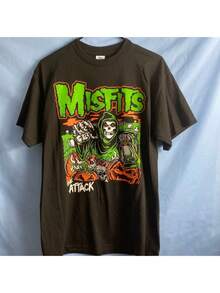 Misfits Rock Band Skull T-Shirt Unisex Male Female 100% Cotton Premium Top Streetwear New Release Immediate Shipping Various Colors!! Plus Size - 黑色 - 查看 2