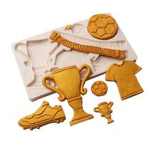 1pc Soccer Theme Silicone Mold Fondant & Chocolate Cake Decor Tool For World Cup Party & Baking Enthusiasts - Multicolor - View 4